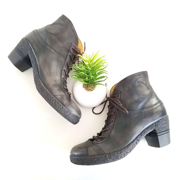 GROUNDHOG Combat Boots Brown Distressed Leather - Picture 1 of 12